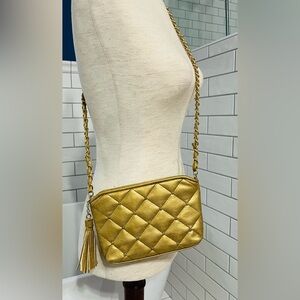 Gold Quilted Shoulder Bag